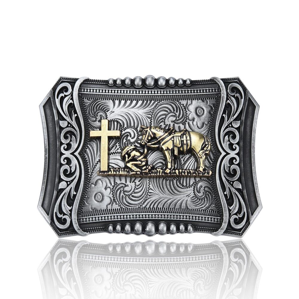 8844 Western Cowboy Belt Buckle , American Religious Belt Buckle Jeans